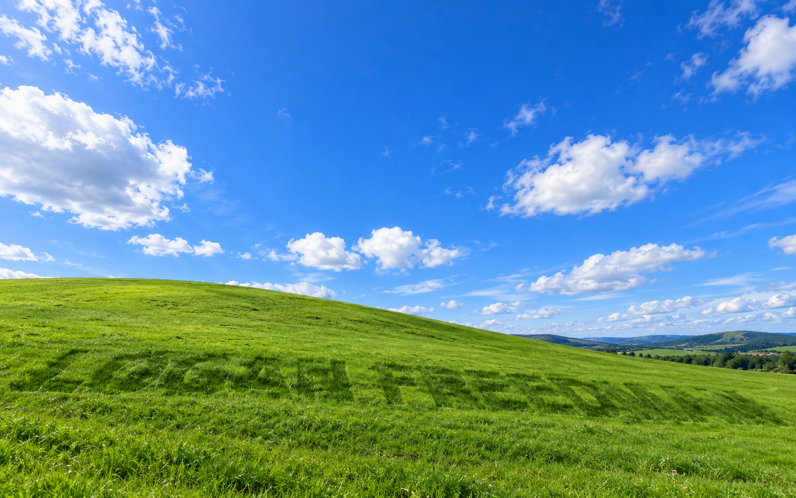 A Windows XP inspired green hill and blue sky